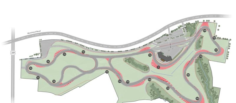 Designed by F1 veteran and two-time 24 Hours of Le Mans winner Alexander Wurz, Ten Tenths Circuit includes three configurations: a seven-turn 0.567-mile inner loop; a 13-turn 1.1-mile short course; and a 19-turn, 1.7-mile full circuit, featuring 112 feet of elevation change between Turns 6 and 14. 