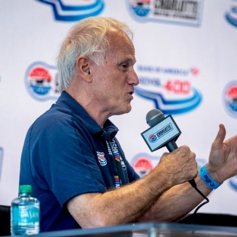 NASCAR Hall of Fame nominee Ricky Rudd speaks during a press conference prior to Sunday's Bank of America ROVAL™ 400 at Charlotte Motor Speedway. 