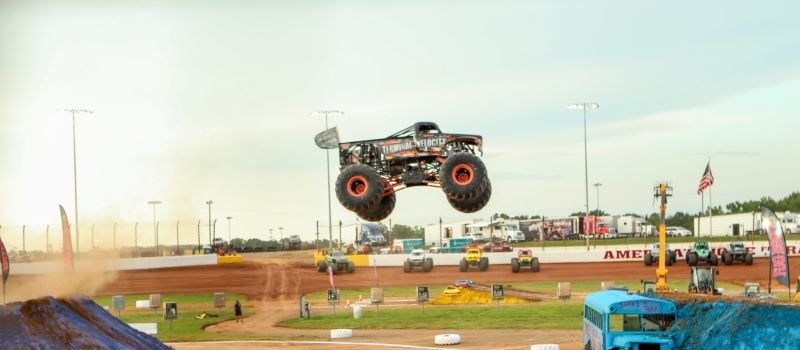 Crushing nine other competitors, Jon Zimmer Jr. in his Terminal Velocity monster, claimed the 2024 Cook Out Monster Truck title. (CMS Photo)