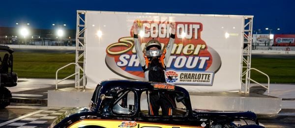 VP Fuels Semi-Pro driver Brody Gunter celebrates his first career win on Cook Out Summer Shootout’s Awful Night presented by Bojangles. 