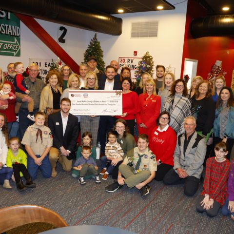 Thursday, Speedway Children's Charities’ North Wilkesboro chapter distributed $319,975 to
14 Wilkes County organizations that support area children in need as part of its Night of Joy
celebration at the famed short track.