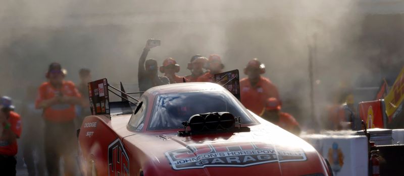 Provisional Funny Car top qualifier Matt Hagan ended the night with a 3.832-second pass to top the competition going into day two of NHRA Carolina Nationals at zMAX Dragway.